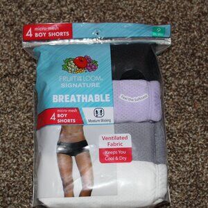 NWT Fruit of th Loom 4 pk. Boy Shorts breathable Moisture Wicking 9 2X